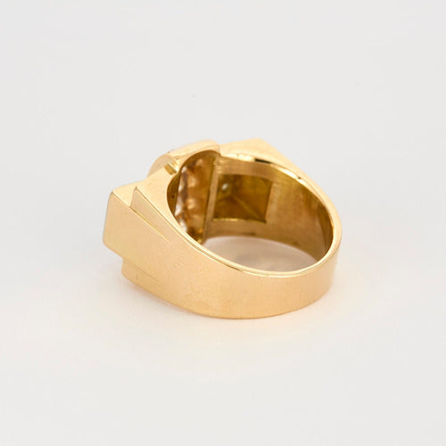 Bague 65 Bague tank or jaune diamants 58 Facettes