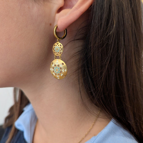 Boucles d'oreilles Boucles d'oreilles ajourées émaillées motif floral 58 Facettes 33346