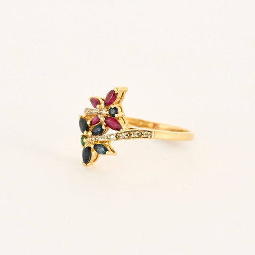 Bague Bague TUTTI FRUTTI or jaune diamants saphirs rubis émeraudes 58 Facettes LP1046