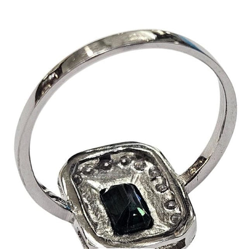 Bague 56.5 Bague Art Déco en platine avec saphir vert naturel et diamants 58 Facettes Q391B