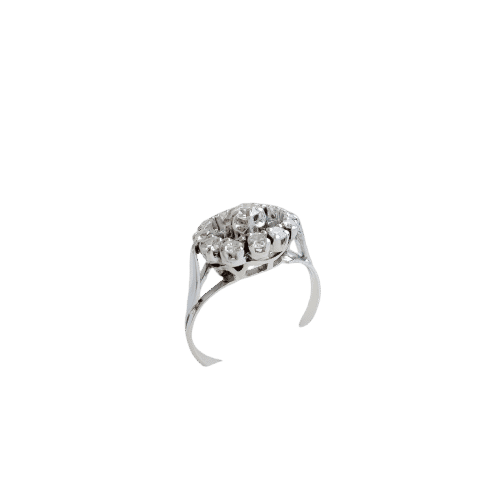 Bague ancienne diamants or gris 18K et platine 950/1000 58 Facettes 1750