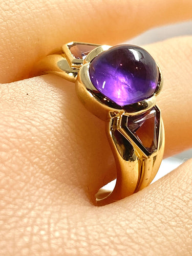 Bague 56 Bague or jaune améthystes 58 Facettes AB445