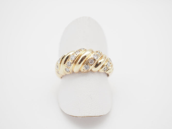 Bague 53 Bague godronnée or jaune 750 et diamants 58 Facettes