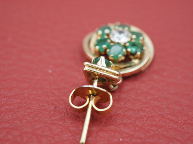 Boucles d'oreilles Boucles d'oreille émeraude marguerite 58 Facettes