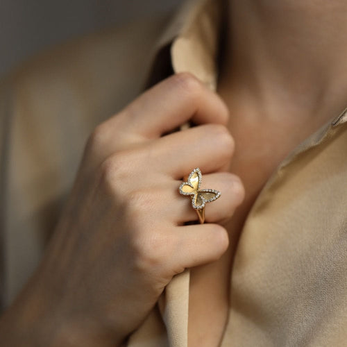 Bague Bague Messika Butterfly Or rose 18k avec diamants brillants. Taille 55 58 Facettes