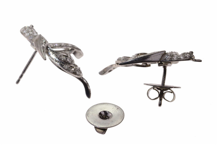 Boucles d'oreilles Boucles d'oreilles vintage Birds of Paradise, vers 1950 – Élégance joyeuse en diamants et platine 58 Facettes 25181-0294