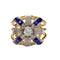Bague Bague rétro des années 40 en or et platine avec diamants et saphir 58 Facettes CH52(04553)