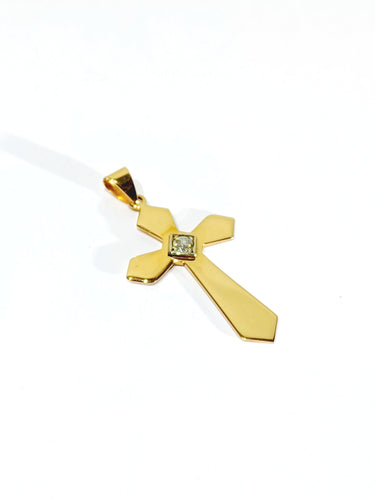 玫瑰金钻石十字架吊坠