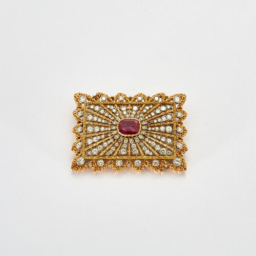 Broche Broche ancienne avec diamants et rubis 58 Facettes 3641