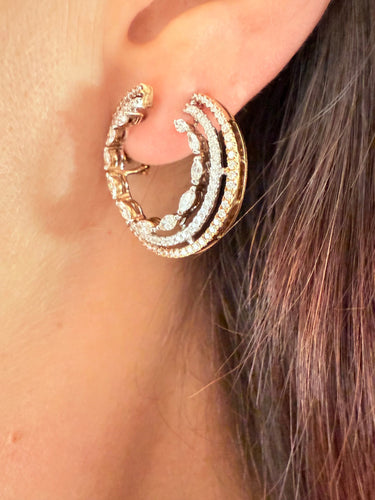 Boucles d'oreilles Boucles d'oreilles or rose et or blanc, diamants naturels 58 Facettes