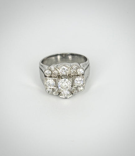 Bague 56 Bague Art Déco Platine et Diamants 58 Facettes