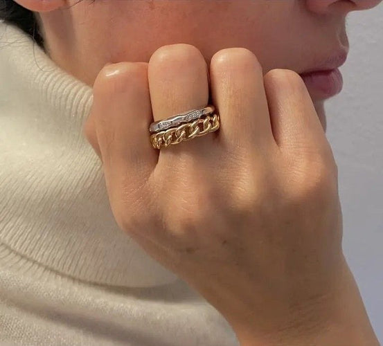 52 POMELLATO - Anello collezione Milano due ori e diamanti 58 Facettes