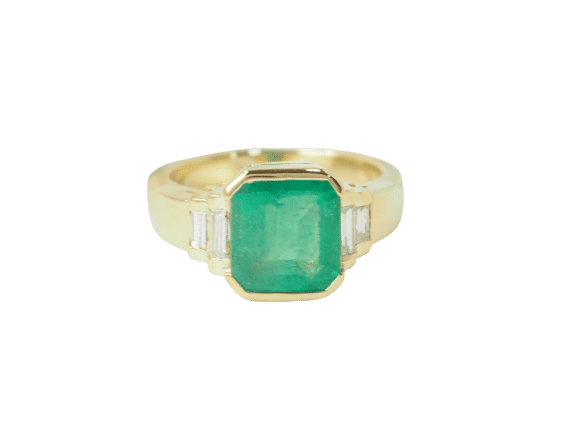 Bague 52.5 Bague en or jaune, émeraude et diamants 58 Facettes 33540