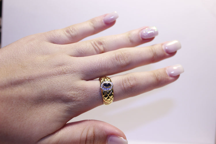 Bague 57 Bague en or Saphir et oxydes de zirconium 58 Facettes