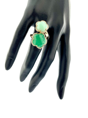 Bague 55 PASQUALE BRUNI - Bague Bon Ton or rose, diamants, chrysophrase. 58 Facettes