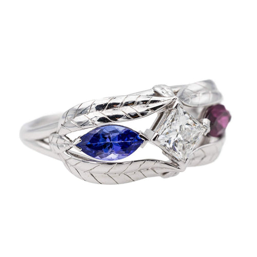 Bague 56 Bague Or blanc Diamant, Tanzanite, Grenat 58 Facettes 3494226RV