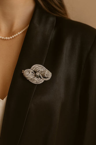 Pendentif Broche et pendentif en platine avec diamants 58 Facettes 50273