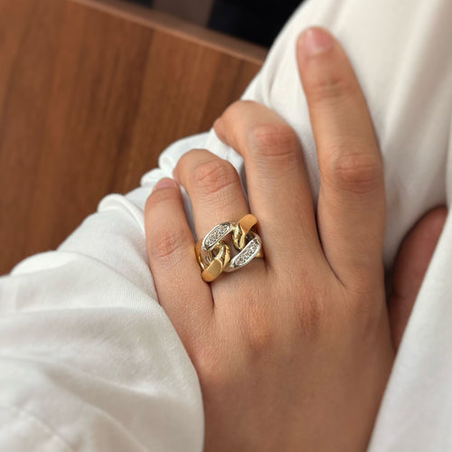 Bague 52 Bague maille - Or bi-colore & Diamants 58 Facettes 250198R