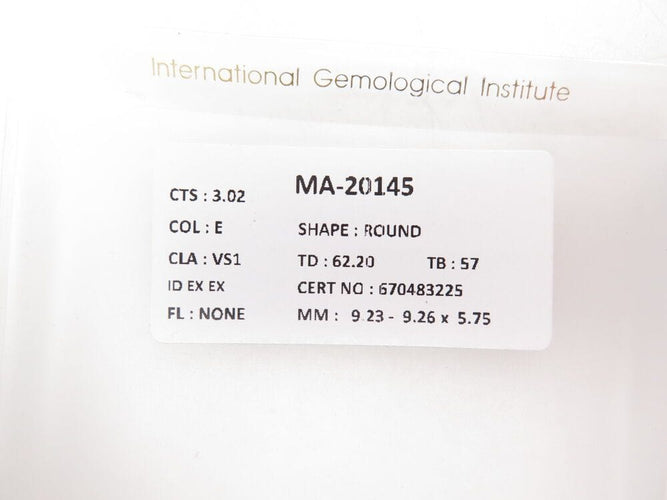 Bague 52 bague diamant solitaire 3.25 ct 52 en or blanc 18k certificat 58 Facettes 266703