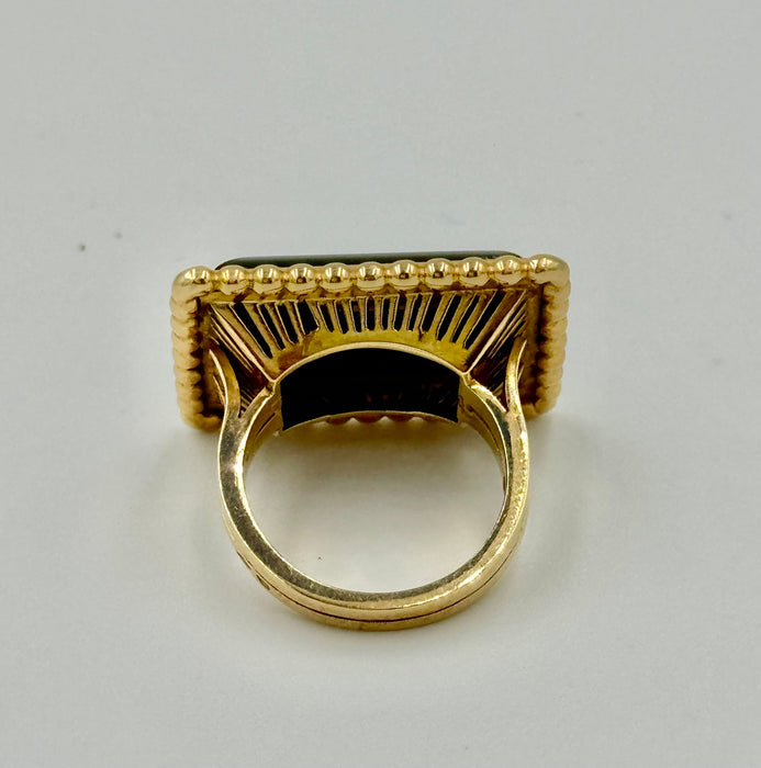 Yellow gold onyx ring Art Deco