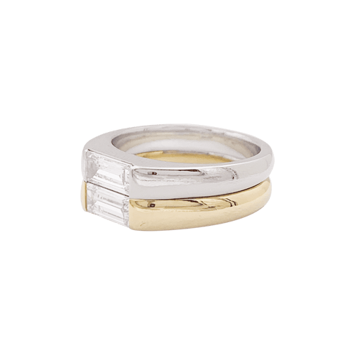 Bague 48 Bague deux ors, diamants baguette. 58 Facettes 34457