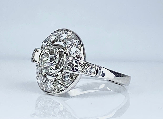 Bague Bague or blanc sertie de diamants, époque 1900/1930 58 Facettes AB475