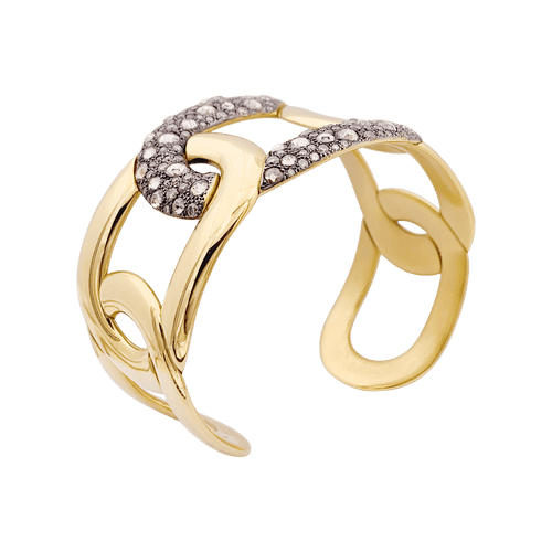 Náramek Pomellato Tango bílé a hnědé zlato a diamant