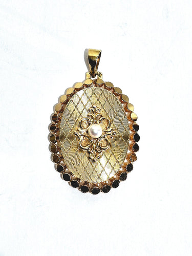 Pendentif Médaillon Photo Or rose et Perle 58 Facettes