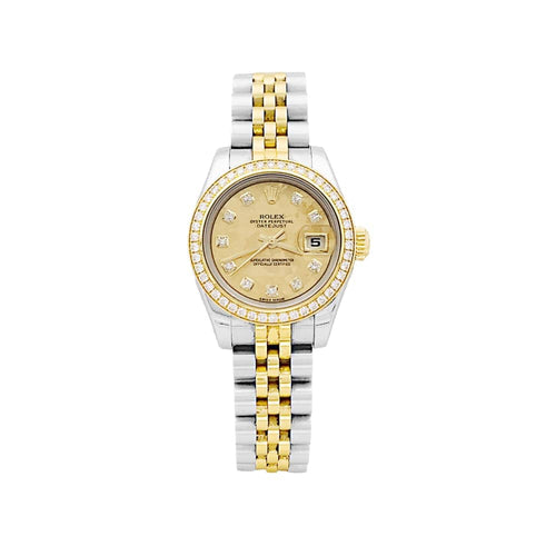 Montre Montre Rolex, "Oyster Perpetual Lady-Datejust", or jaune, acier, diamants. 58 Facettes 35042