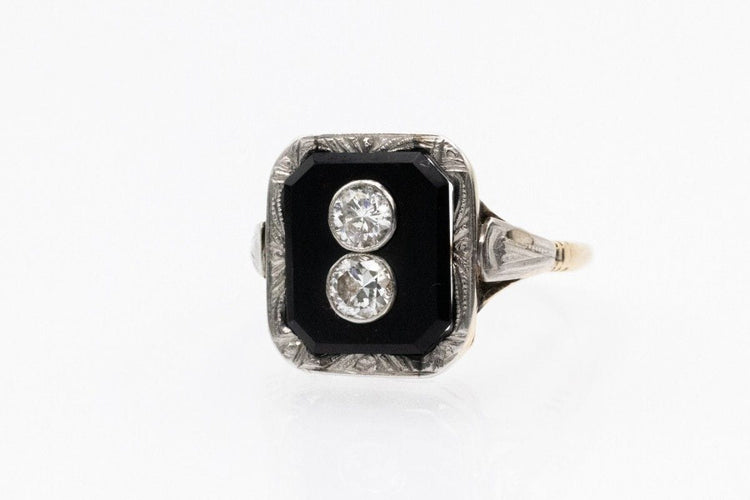 Bague 56 Bague Art Déco, onyx et diamants env. 0,40 ct, 1930 58 Facettes 11496