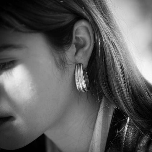 Boucles d'oreilles HERMES - Clips d'oreilles - en argent, poinçon de maître Lucien Vachey 58 Facettes