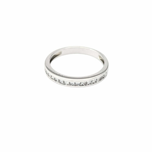 Bague 53 Demi - alliance or blanc et diamants 58 Facettes 31889