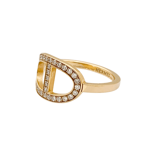 Bague 51 Bague Hermès, "Chaîne d'ancre contour", or rose, diamants. 58 Facettes 34573