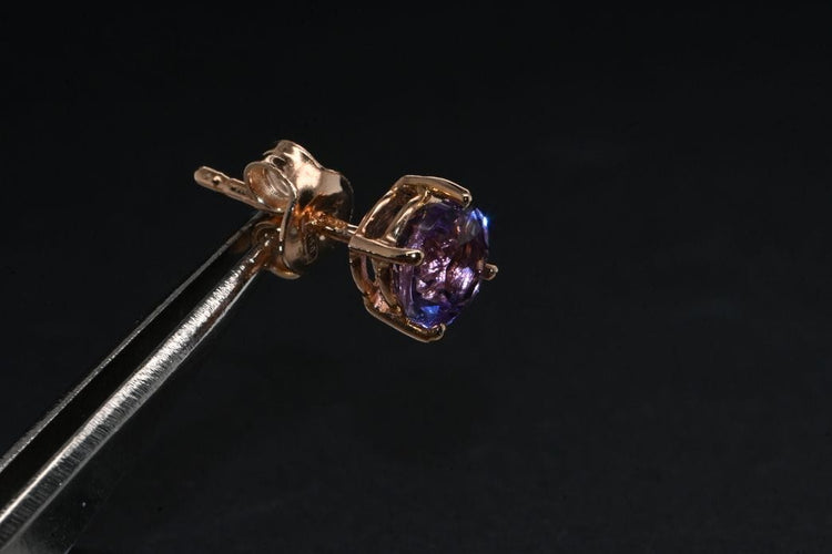 Boucles d'oreilles Boucles d'oreilles améthyste en or rose 58 Facettes