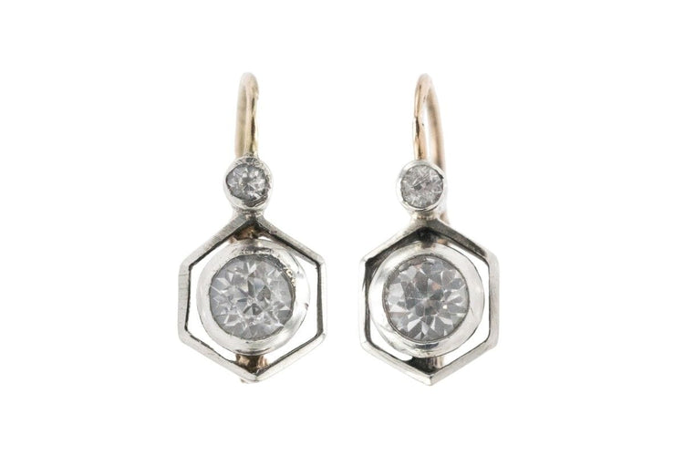 Старинни висящи обеци с бели сапфири, Австро-Унгария, първа половина на XX век 