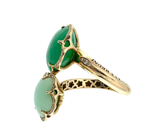 Bague 55 PASQUALE BRUNI - Bague Bon Ton or rose, diamants, chrysophrase. 58 Facettes