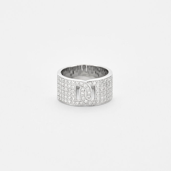 Bague 50 Bague ruban or blanc pavage diamants 58 Facettes