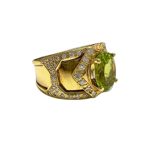 Bague 57 bague en or avec diamants et péridot 58 Facettes Q116B(948)