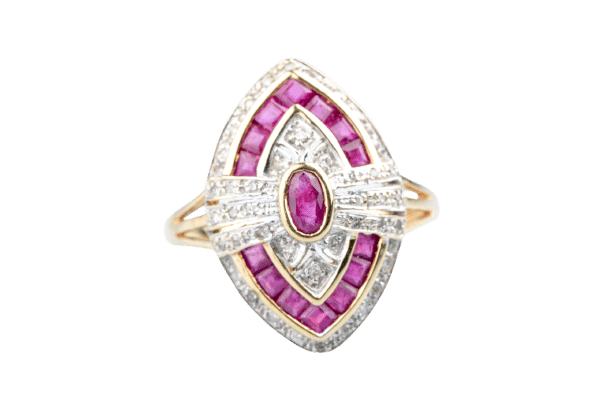 Bague 57 Bague rubis 1,35 ct et diamants 0,45 ct en or jaune 58 Facettes BGNAVRUD6147-107