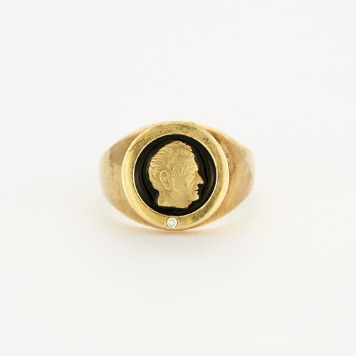 Bague 63.5 Chevalière Or Email Noir 58 Facettes 33200210