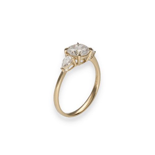 Bague 53,5 Solitaire Diamant – Or Jaune 18k – Diamant Central 1,17 ct D-VVS2 + 0,31 ct G-VS – Taille 53,5 58 Facettes FB11110 / FB11202