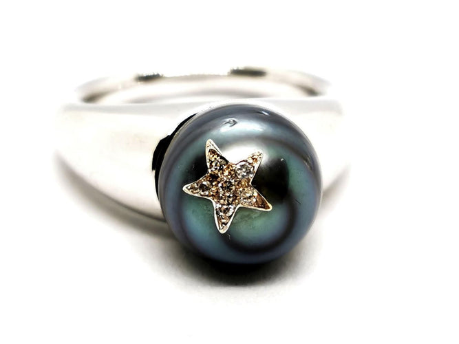 Bague 51 Bague Or blanc Perle, Diamant 58 Facettes 1292003CN