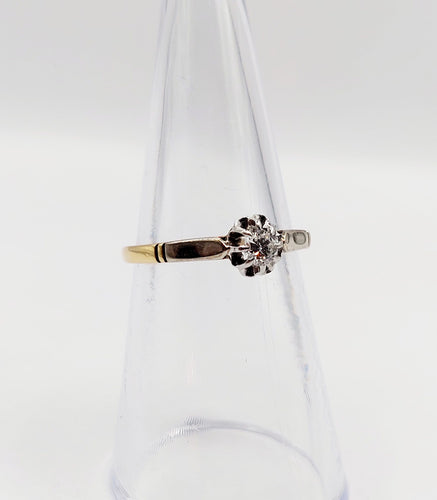 Inel Inel solitar Art Deco aur galben diamant 