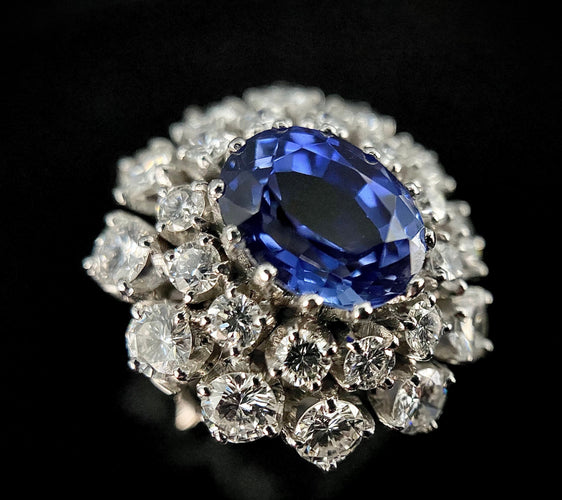 Bague 52 Bague or blanc Saphir 58 Facettes