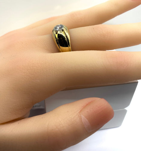 Bague 58 Bague jonc en or jaune et diamants 58 Facettes AB590bis