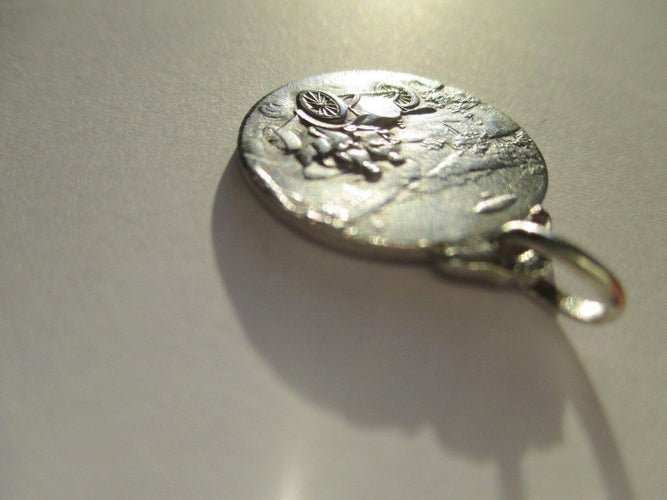 Pendentif Médaille biface ancienne St Christophe TAIRAC en argent 58 Facettes