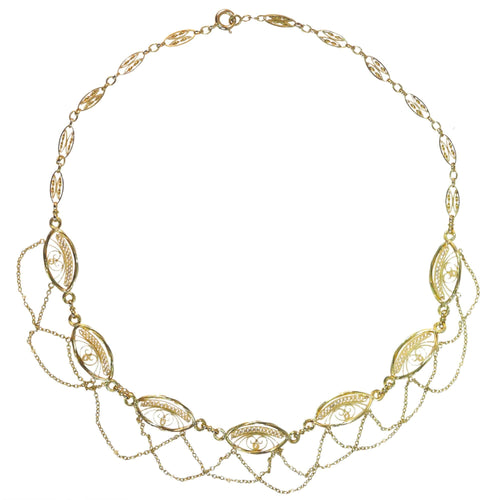 Collier Grandeur victorienne : un collier tissé d'or et de perles 58 Facettes 23039-0116