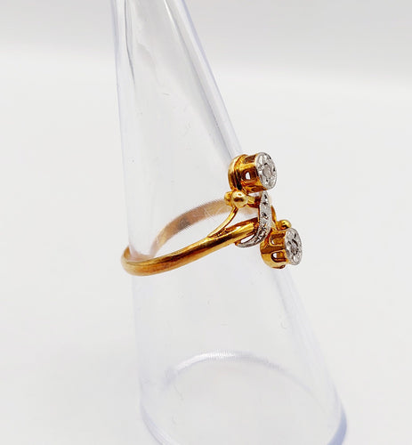 Bague 53 Bague toi et moi antique en or 18k et diamants taille roses 58 Facettes A06393