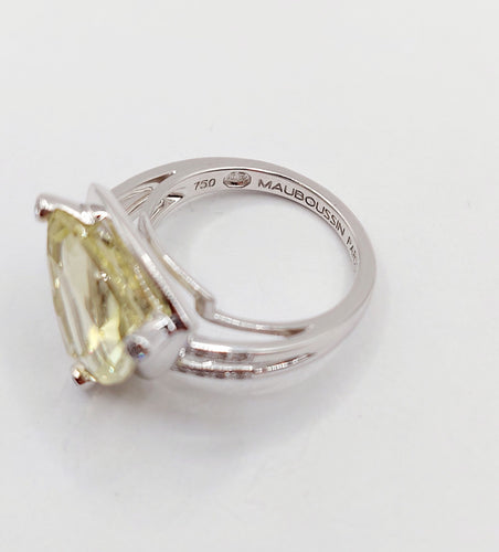 Bague 50 MAUBOUSSIN - Bague "Mes couleurs à toi" or blanc, citrine troïdia et diamants 58 Facettes A06276