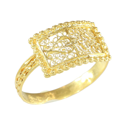 Antieke 18-karaats gouden ring met granulatie en filigraan, circa 1780 – Weerspiegeling van Georgische elegantie 